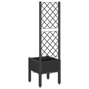 vidaXL Garden Planter with Trellis Black 40x40x142 cm PP