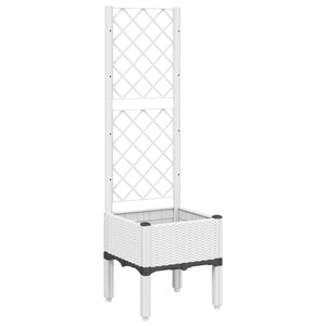 vidaXL Garden Planter with Trellis White 40x40x142 cm PP