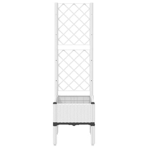 vidaXL Garden Planter with Trellis White 40x40x142 cm PP