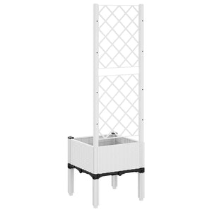 vidaXL Garden Planter with Trellis White 40x40x142 cm PP