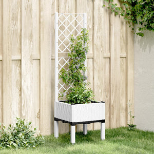 vidaXL Garden Planter with Trellis White 40x40x142 cm PP