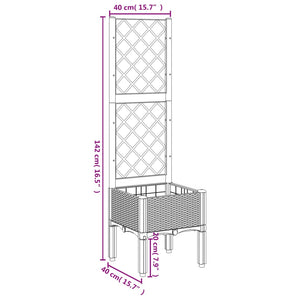 vidaXL Garden Planter with Trellis Brown 40x40x142 cm PP