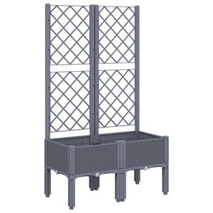 vidaXL Garden Planter with Trellis Grey 80x40x142 cm PP