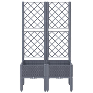 vidaXL Garden Planter with Trellis Grey 80x40x142 cm PP