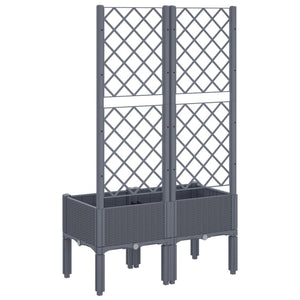 vidaXL Garden Planter with Trellis Grey 80x40x142 cm PP