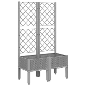 vidaXL Garden Planter with Trellis Light Grey 80x40x142 cm PP