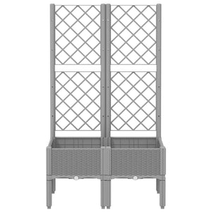 vidaXL Garden Planter with Trellis Light Grey 80x40x142 cm PP