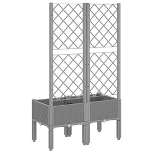 vidaXL Garden Planter with Trellis Light Grey 80x40x142 cm PP