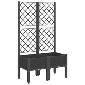 vidaXL Garden Planter with Trellis Black 80x40x142 cm PP