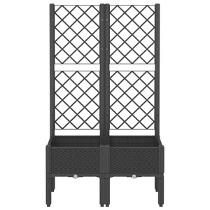 vidaXL Garden Planter with Trellis Black 80x40x142 cm PP