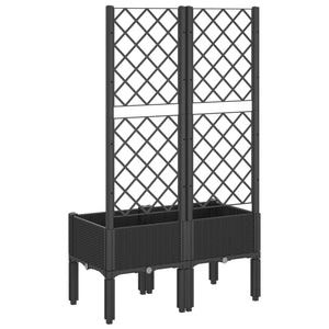 vidaXL Garden Planter with Trellis Black 80x40x142 cm PP