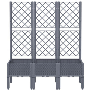 vidaXL Garden Planter with Trellis Blue Grey 120x40x142 cm PP