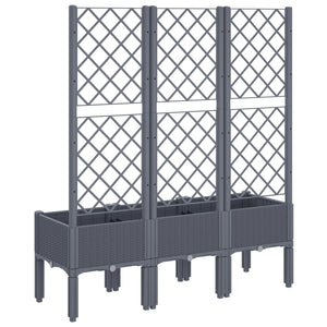 vidaXL Garden Planter with Trellis Blue Grey 120x40x142 cm PP