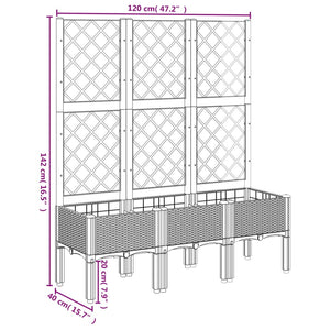 vidaXL Garden Planter with Trellis Blue Grey 120x40x142 cm PP