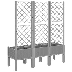 vidaXL Garden Planter with Trellis Light Grey 120x40x142 cm PP