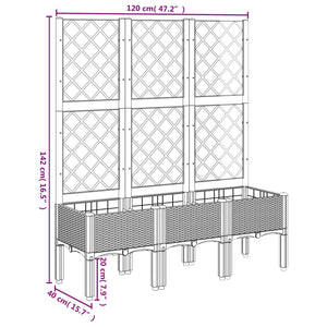 vidaXL Garden Planter with Trellis Light Grey 120x40x142 cm PP