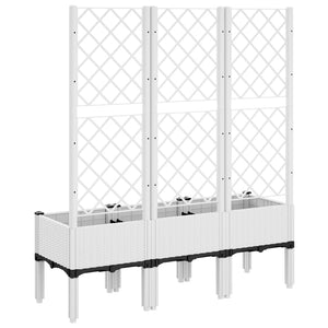 vidaXL Garden Planter with Trellis White 120x40x142 cm PP