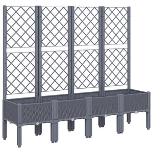 vidaXL Garden Planter with Trellis Blue Grey 160x40x142 cm PP