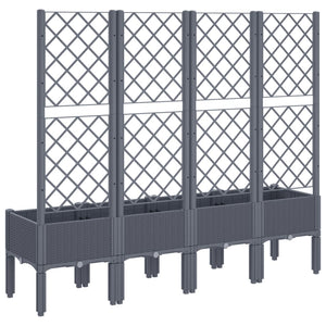 vidaXL Garden Planter with Trellis Blue Grey 160x40x142 cm PP