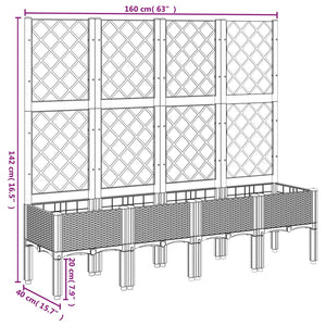 vidaXL Garden Planter with Trellis Blue Grey 160x40x142 cm PP