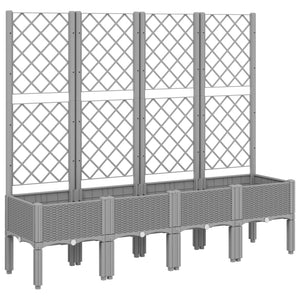 vidaXL Garden Planter with Trellis Light Grey 160x40x142 cm PP