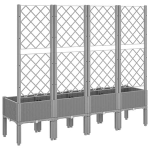 vidaXL Garden Planter with Trellis Light Grey 160x40x142 cm PP