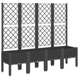 vidaXL Garden Planter with Trellis Black 160x40x142 cm PP