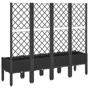 vidaXL Garden Planter with Trellis Black 160x40x142 cm PP