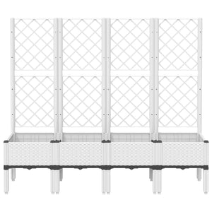 vidaXL Garden Planter with Trellis White 160x40x142 cm PP