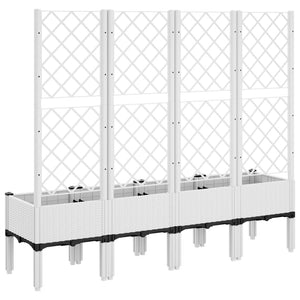 vidaXL Garden Planter with Trellis White 160x40x142 cm PP