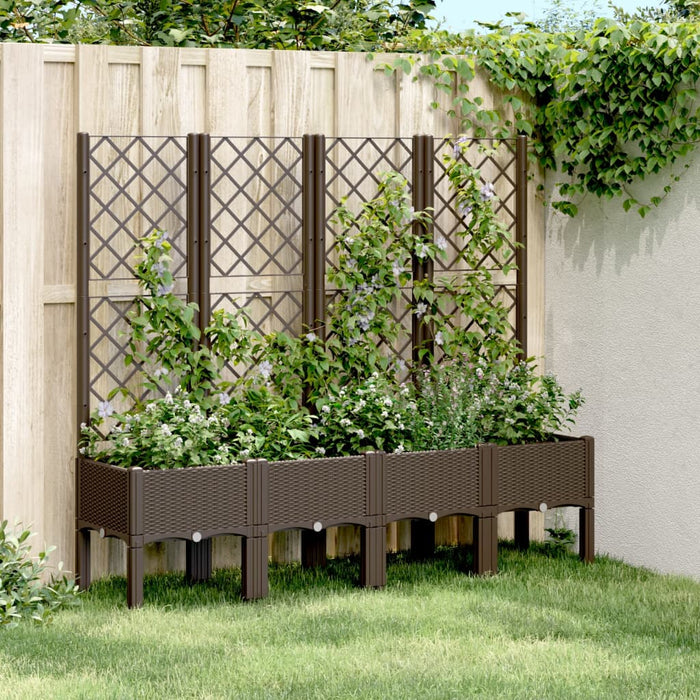 vidaXL Garden Planter with Trellis Brown 160x40x142 cm PP