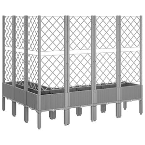 vidaXL Garden Planter with Trellis Light Grey 160x120x142 cm PP