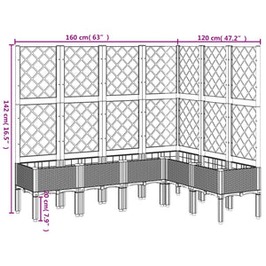 vidaXL Garden Planter with Trellis Light Grey 160x120x142 cm PP