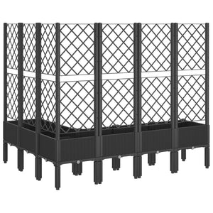 vidaXL Garden Planter with Trellis Black 160x120x142 cm PP