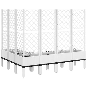 vidaXL Garden Planter with Trellis White 160x120x142 cm PP