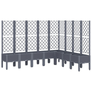 vidaXL Garden Planter with Trellis Grey 200x160x142 cm PP