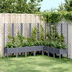 vidaXL Garden Planter with Trellis Grey 200x160x142 cm PP