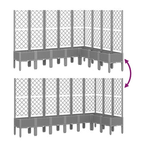 vidaXL Garden Planter with Trellis Light Grey 200x160x142 cm PP