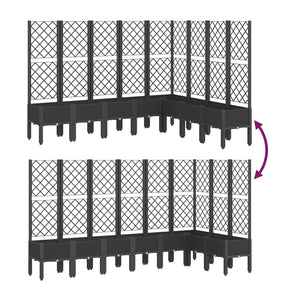 vidaXL Garden Planter with Trellis Black 200x160x142 cm PP