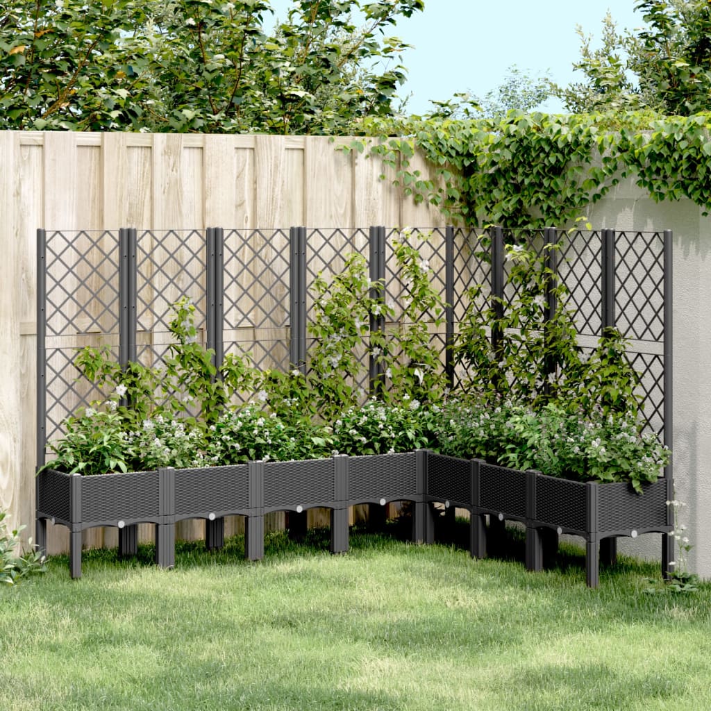 vidaXL Garden Planter with Trellis Black 200x160x142 cm PP