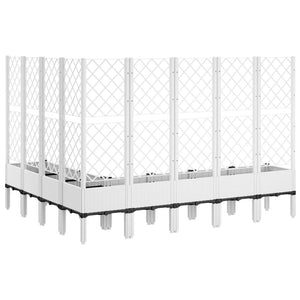 vidaXL Garden Planter with Trellis White 200x160x142 cm PP