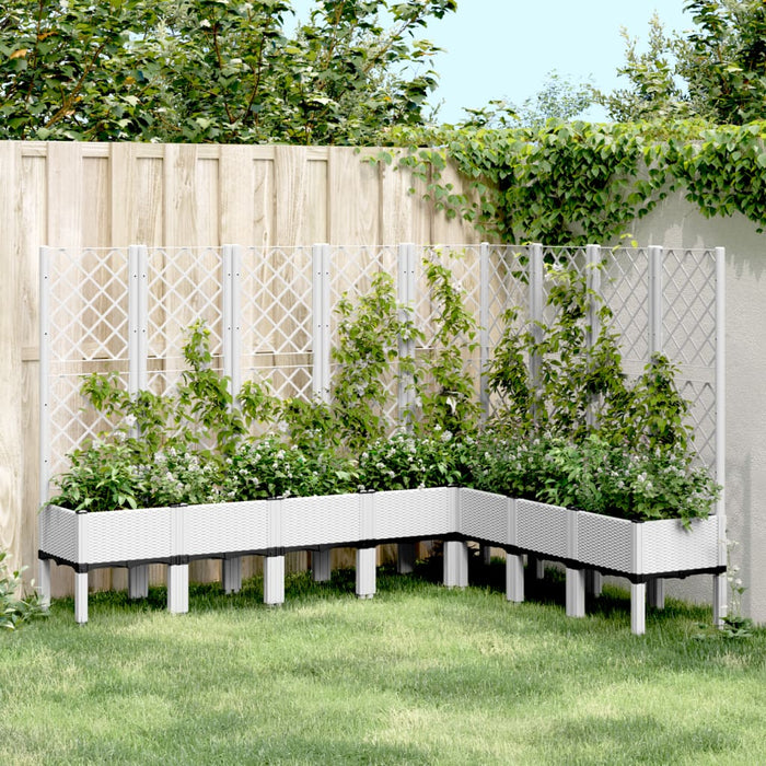 vidaXL Garden Planter with Trellis White 200x160x142 cm PP