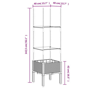 vidaXL Garden Planter with Trellis Grey 40x40x142.5 cm PP