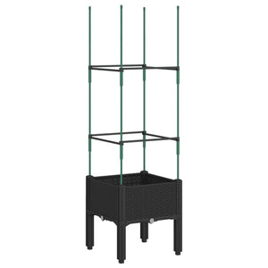 vidaXL Garden Planter with Trellis Black 40x40x142.5 cm PP