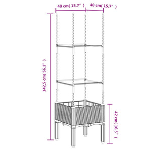 vidaXL Garden Planter with Trellis Black 40x40x142.5 cm PP