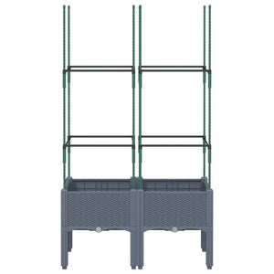 vidaXL Garden Planter with Trellis Grey 80x40x142.5 cm PP