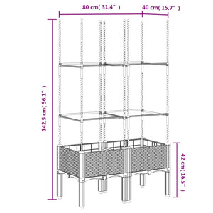 vidaXL Garden Planter with Trellis Light Grey 80x40x142.5 cm PP