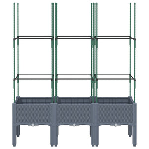 vidaXL Garden Planter with Trellis Grey 120x40x142.5 cm PP