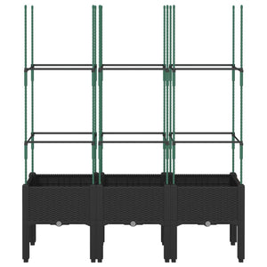 vidaXL Garden Planter with Trellis Black 120x40x142.5 cm PP