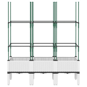 vidaXL Garden Planter with Trellis White 120x40x142.5 cm PP